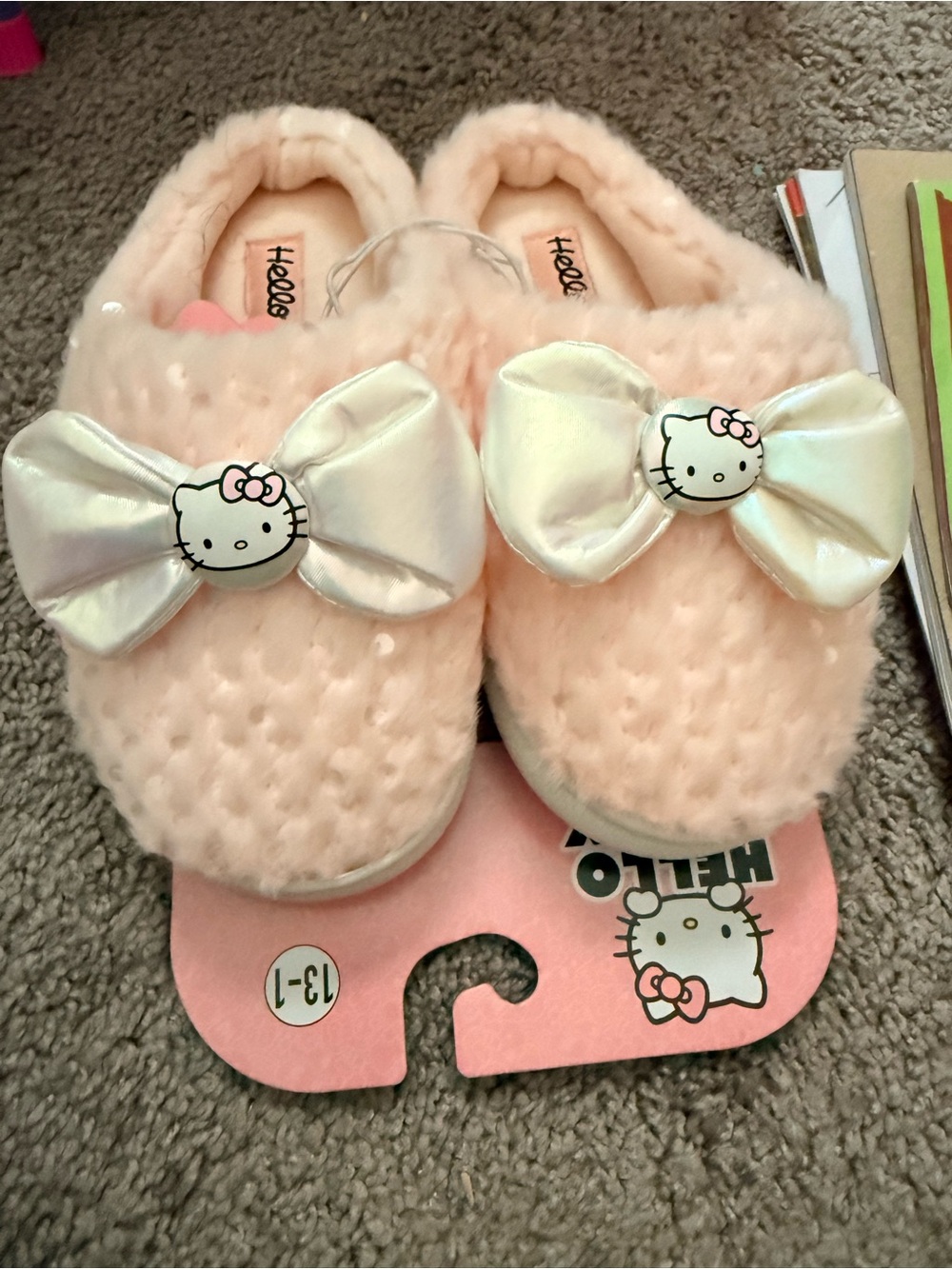 Hello Kitty Plush Pink Bow Slippers
